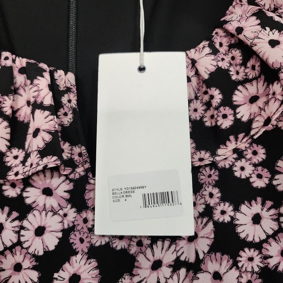 Likely black pink Bella Floral Print Midi Dress Prarie croquet Cottagecore Bridg - Picture 16 of 16